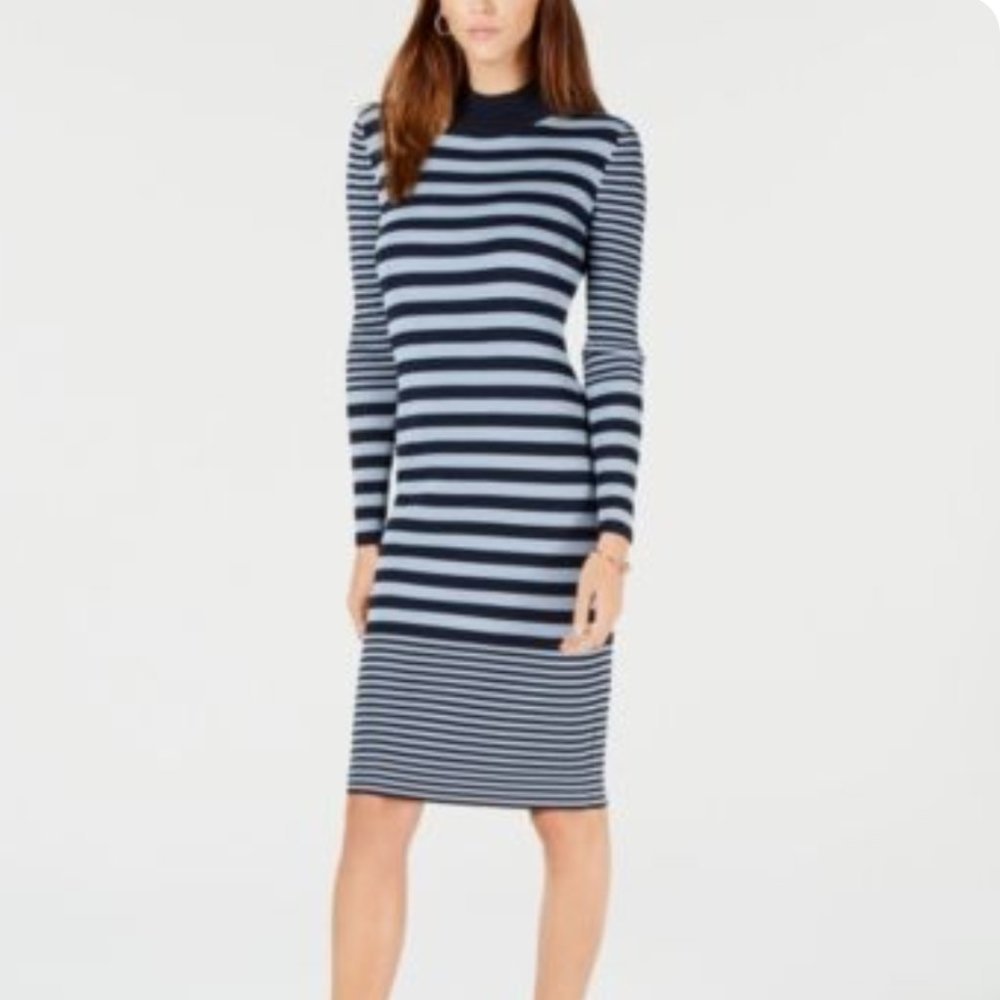 MICHAEL Michael Kors Striped Mock-Neck Dress